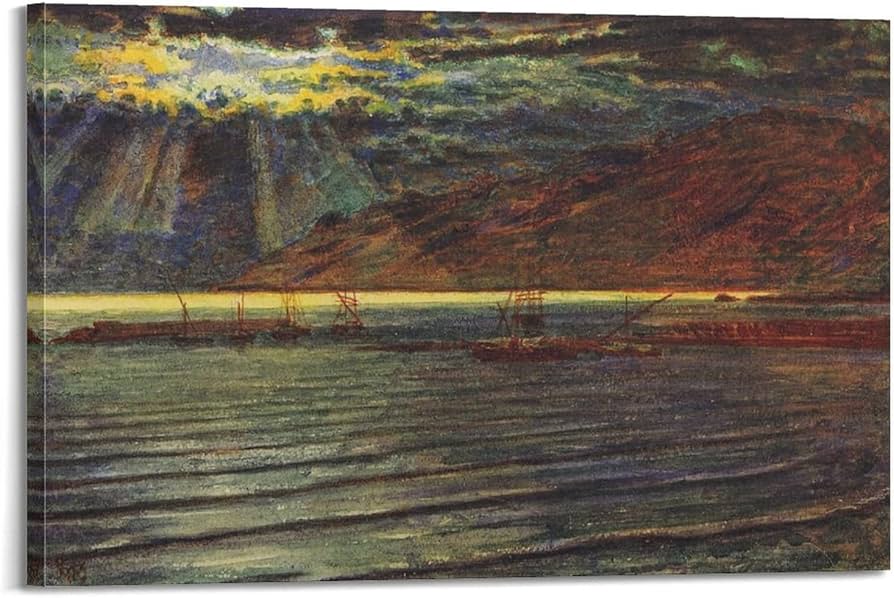 絵画　月明かりの山脈 絵画 月明かりの山脈