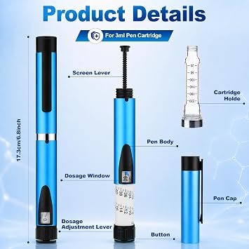 60-Unit V2 Reusable Peptide Pen Injector for 3mL Cartridge