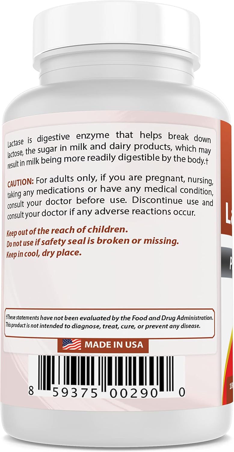 Best Naturals, Fast Acting Lactase Enzyme, 3000 FCC ALU, 180 Tablets (180 Count (Pack of 2)) : Health & Household