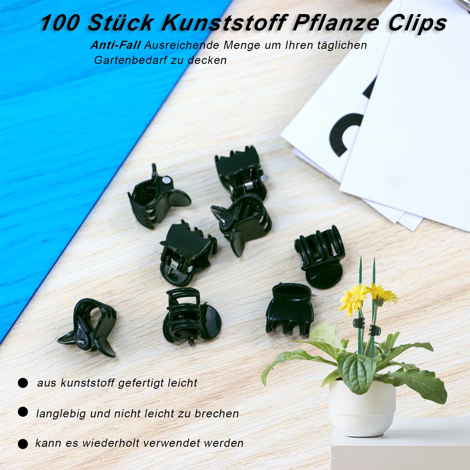 100 sztuk wytrzymałych klipsów do storczyków – rozkładane 180° bez łamania | Tworzywo sztuczne zapewnia stabilne trzymanie storczyków Phalaenopsis dla ich prawidłowego wzrostu – ciemnozielony