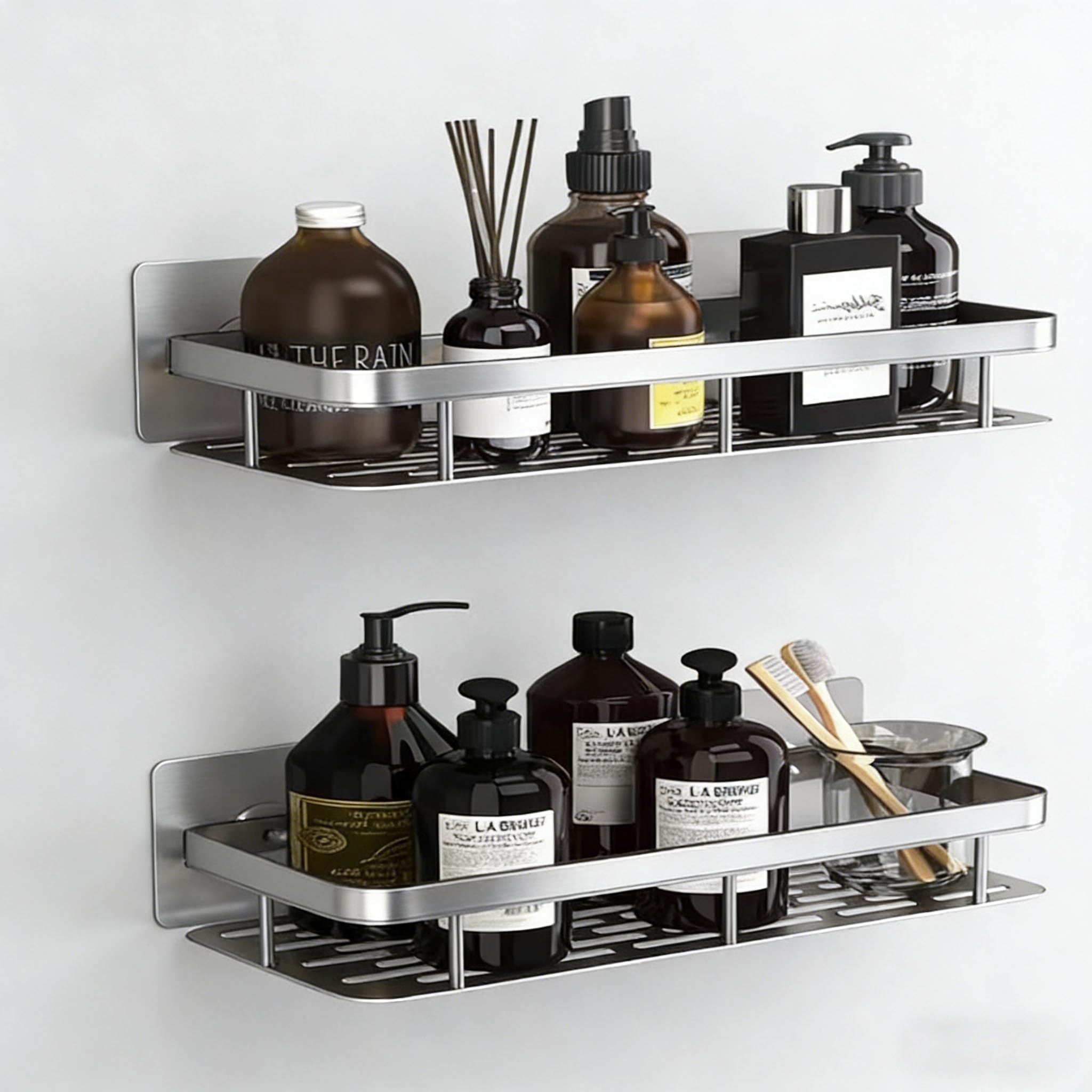 2PC Shower Caddy Set Bathroom Caddy with Adjustable Hooks for Shower Organization Space-Saving Bathroom Storage Solution for Shampoo