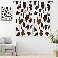 Vista 9 de Cortinas con estampado de vaca, cocina occidental, pequeño, mini animal, color blanco y negro, piel de vaca para niños, 27.5 pulgadas de ancho x 45