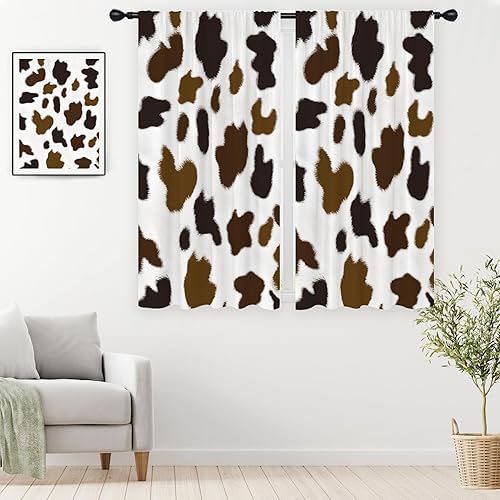 Miniatura 9 de Cortinas con estampado de vaca, cocina occidental, pequeño, mini animal, color blanco y negro, piel de vaca para niños, 27.5 pulgadas de ancho x 45