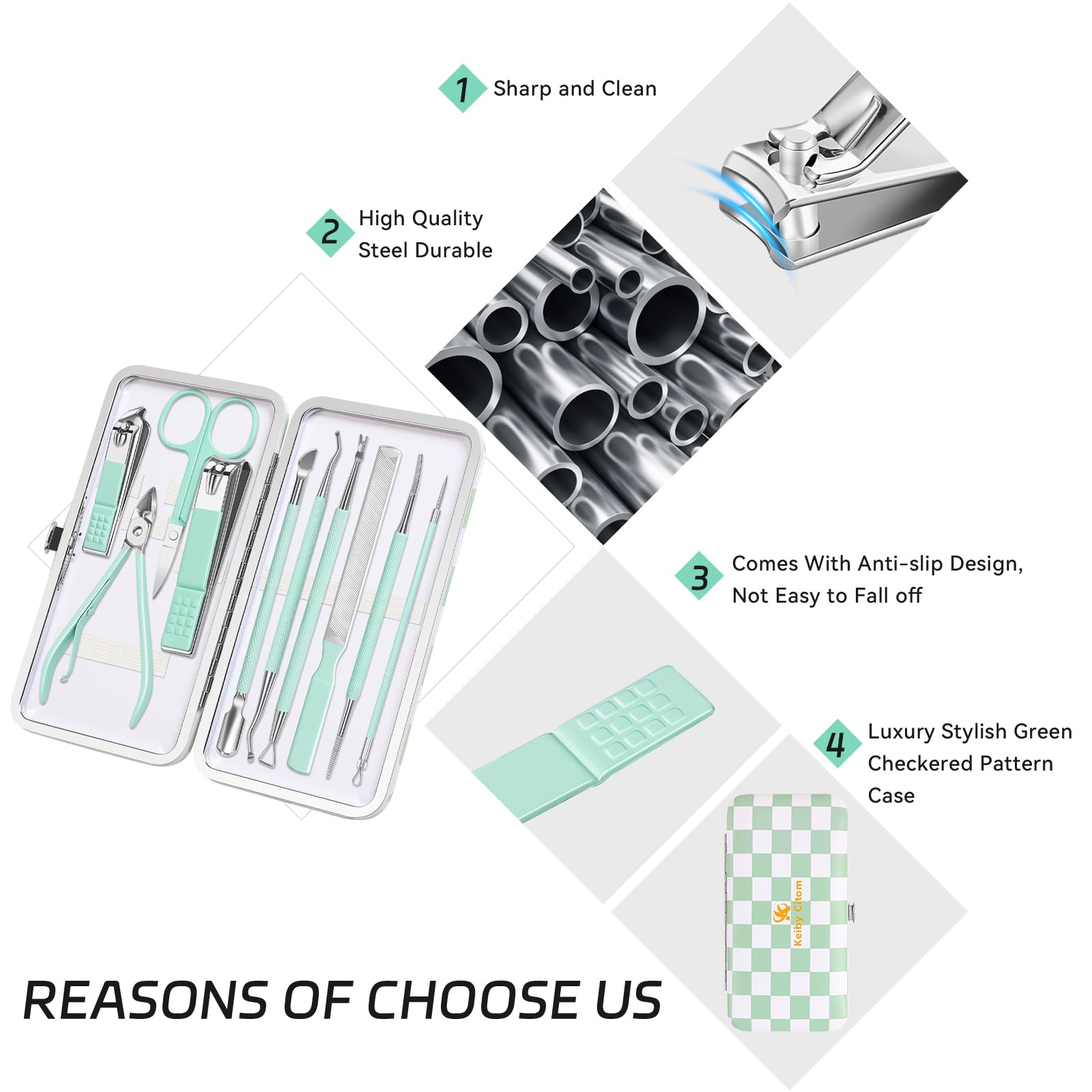Nail Clippers Set for Thick Nails 10Pcs Stainless Steel Professional Manicure Pedicure Tools with Ingrown Toenail Lifter - Image 4