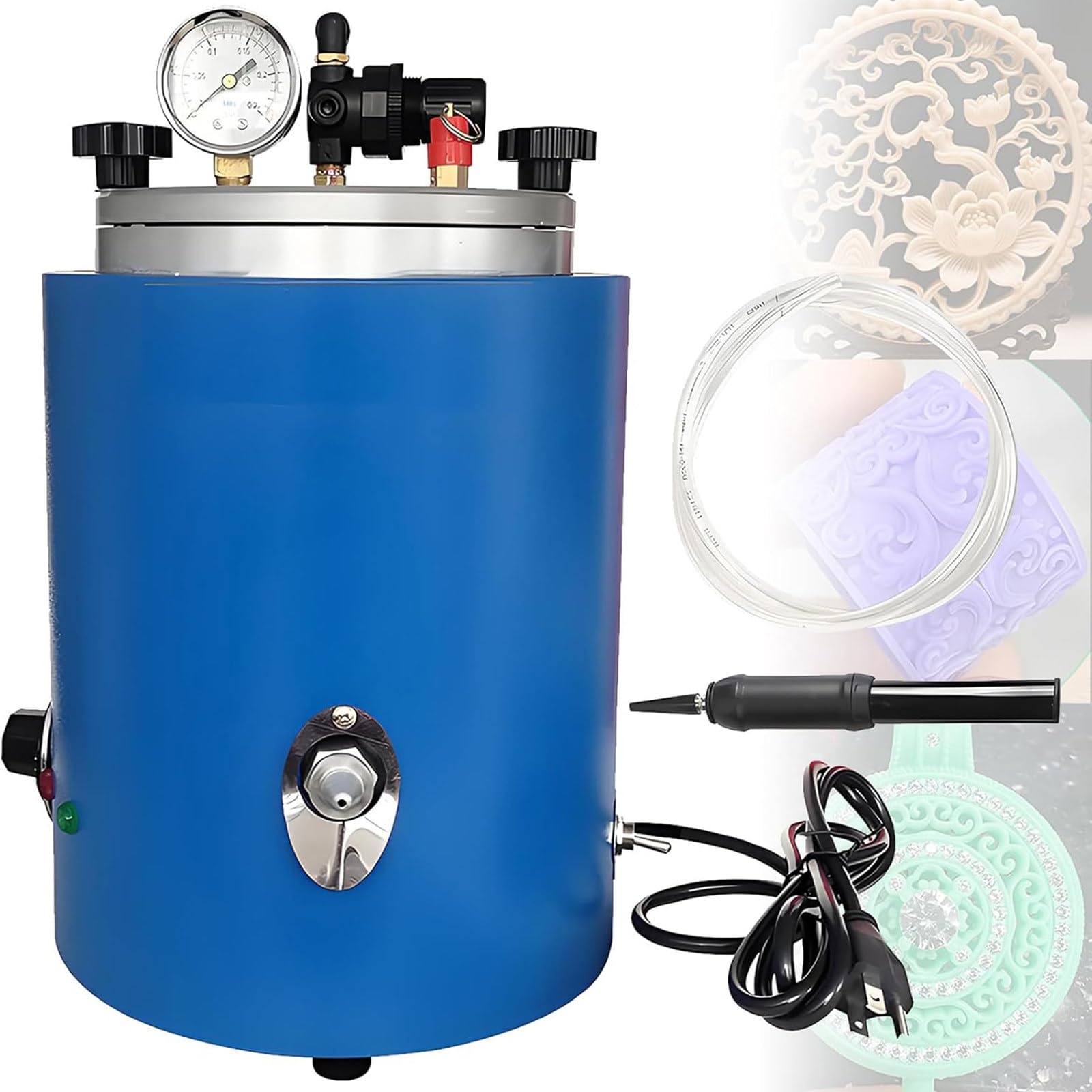 LQQYJSM 450W Wax Casting Machine 2.5L Wax Melting Furnace, Jewelry Casting Tools Adjustable TEM 30℃-110℃ Round Barrel Mold Casting Wax Injection Machine for Jewelry