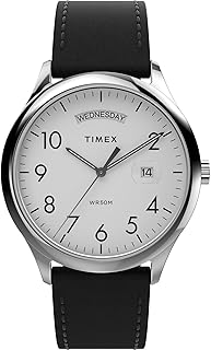 Timex Men's Modern Easy Reader 40mm Watch - Black Strap White Dial Silver-Tone Case