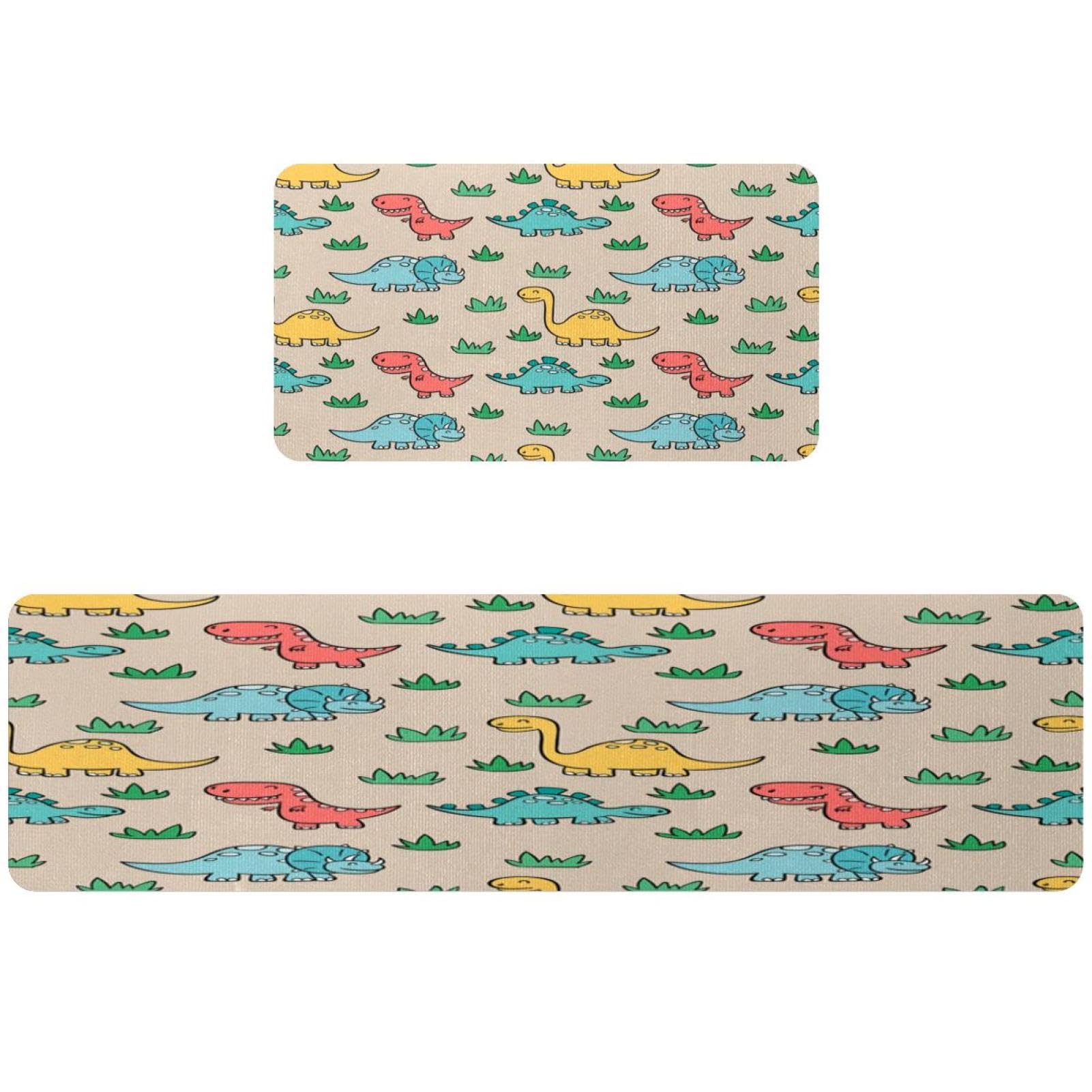 Alfombrillas de cocina VAPOKF lavables y antideslizantes con diseño de dinosaurio juego de 2