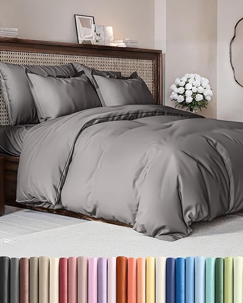Duvet Cover Queen Size - Extra Soft Queen Size Duvet Cover - Lightweight & Breathable - Easy Care & Fade Free with Zipper Closures & Ties - 90" x 90" Inches - (Navy Blue) Comforter Not Included