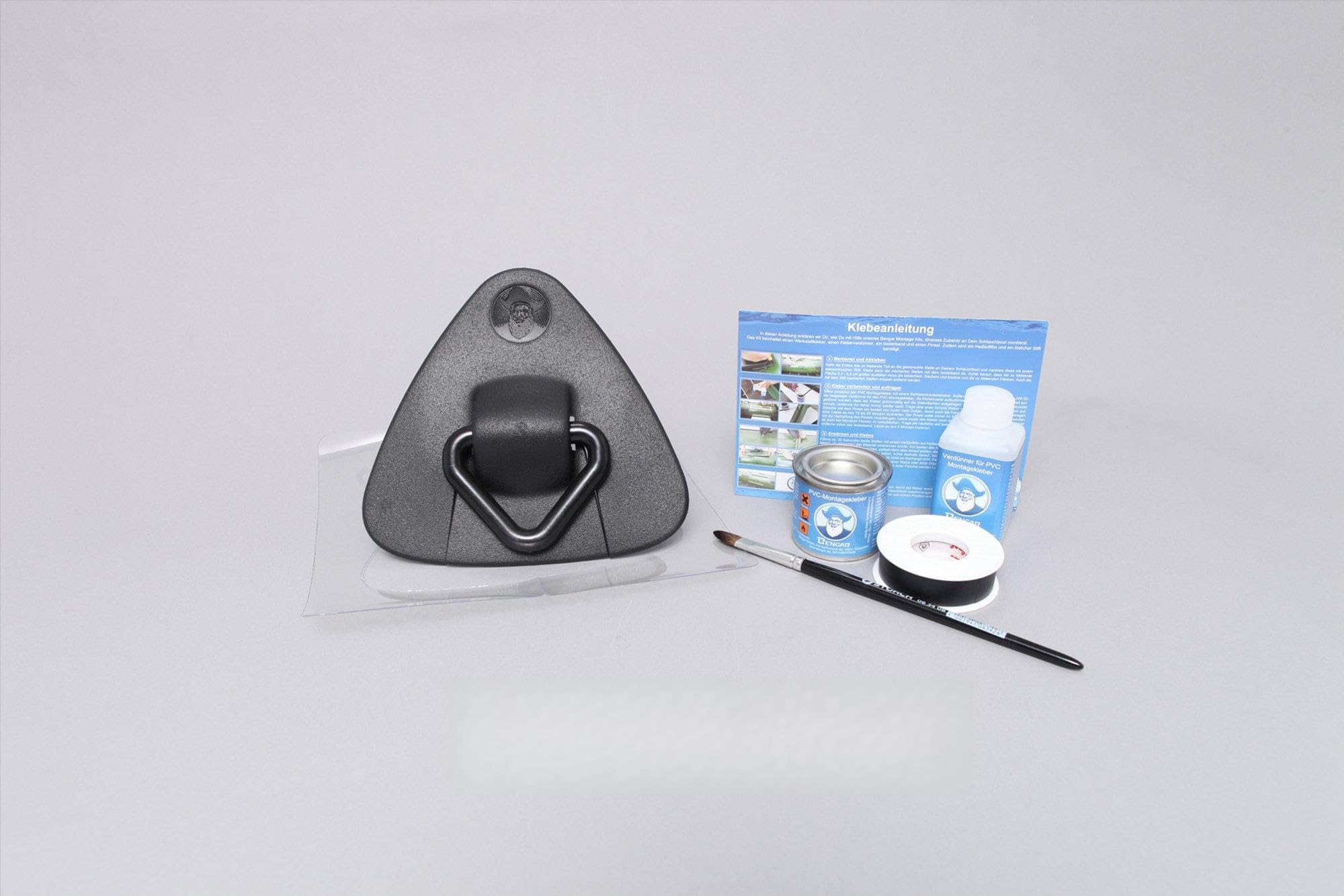 Set: V-ring für Schlauchboote + Kleber Kit, Schleppring für Seile inkl Schablone