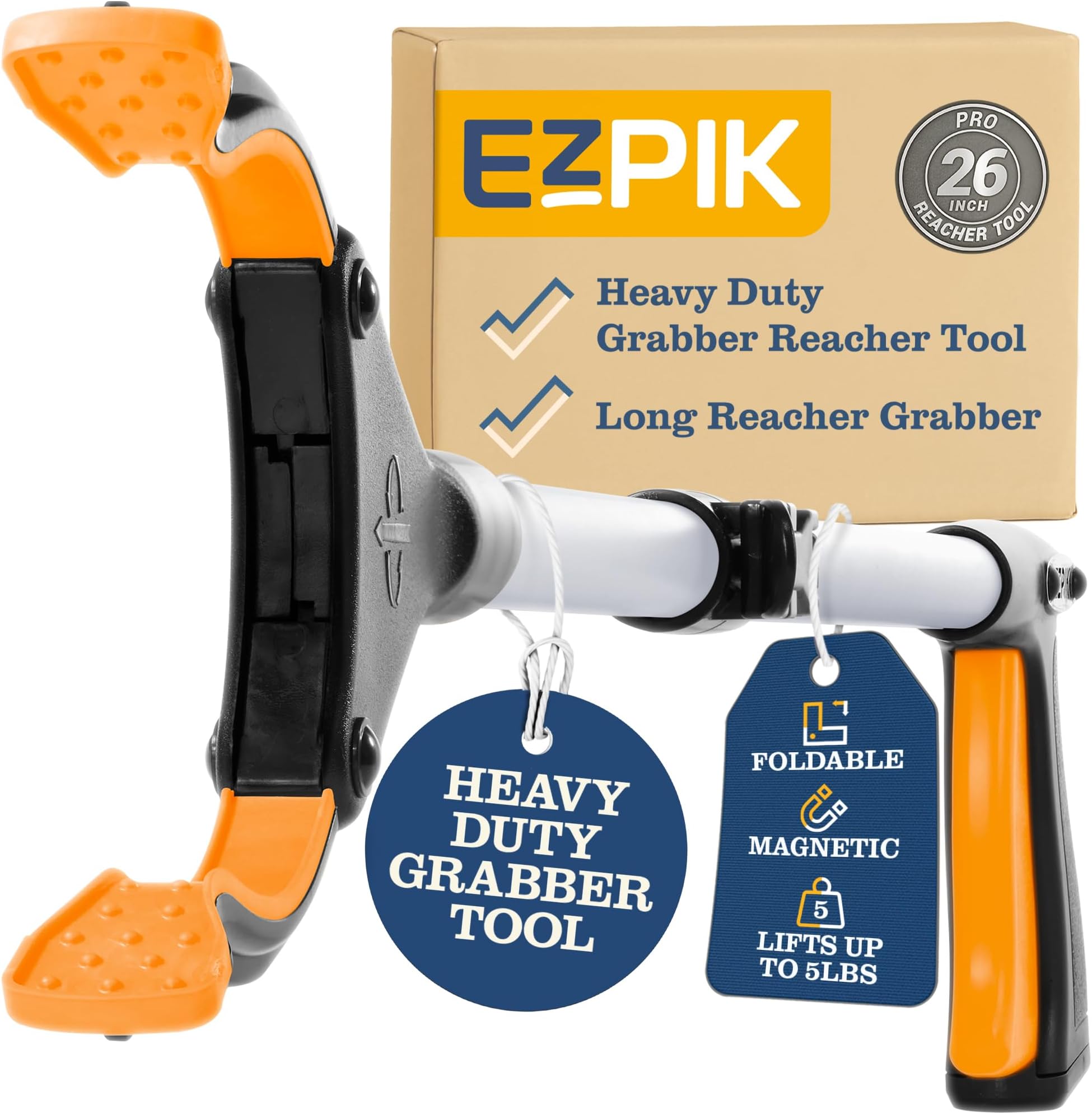 EZPIK Pro 26" Foldable Grabber Reacher Tool for Seniors - Grabbers for Elderly Reaching Tool Heavy Duty Pickup Trash Picker Upper Equipment - Claw Grabber Stick for Reaching Aids, Weed Gripper