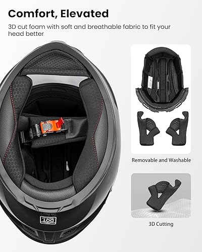 Miniatura 5 de ILM - Cascos de motocicleta de cara completa para hombres y mujeres, para deportes motorizados, moto, calle, carreras, aprobados por DOT, Modelo