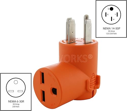Miniatura 2 de AC WORKS RangeRVGenerator 14-50P Enchufe a 6-30R Adaptador de conexión HVAC de 30 amperios y 250 voltios (compacto)