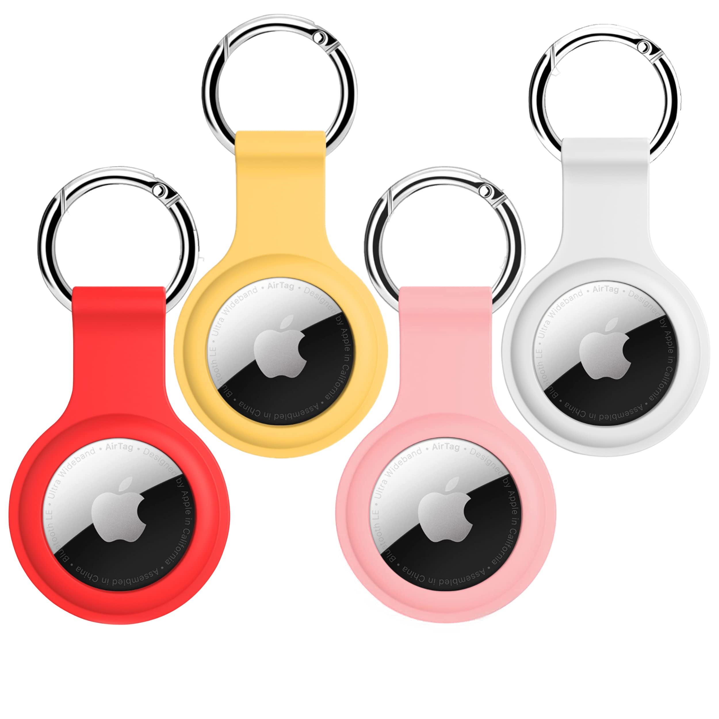 Pack of 4 Airtag Cover for Apple Airtags Silicone Case Protective Cover for Airtag Case Locator Tracker Anti-Lost Device Keychain Protection Sleeve (1 Pink, 1 White, 1 Red, 1 Yellow)-image-46