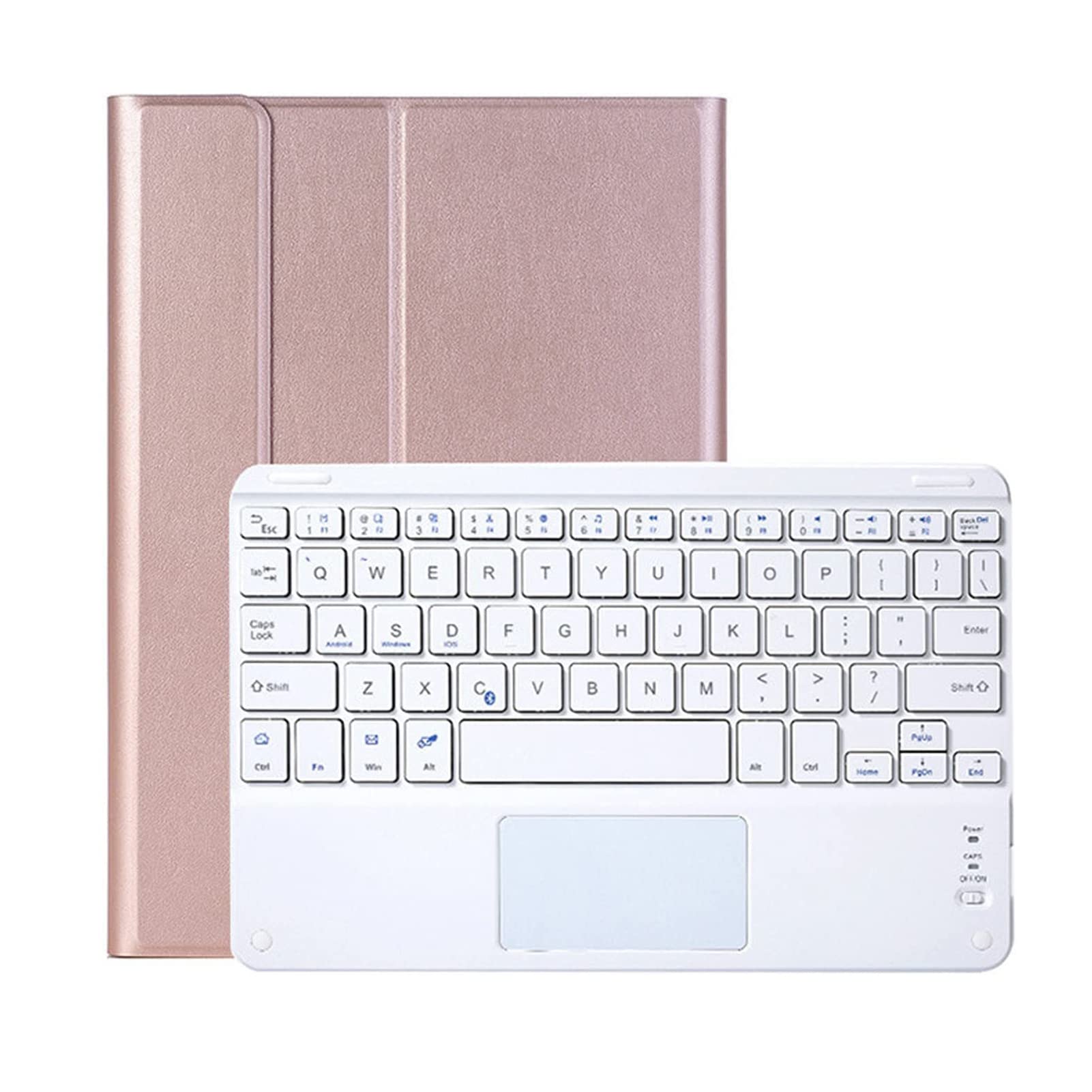 Etui na klawiaturę z panelem dotykowym do iPada 10,9 cala 2022, Odpinane etui na klawiaturę magnetyczną z etui na długopis, bezprzewodowa klawiatura Bluetooth iPad 10,9" 2022, różowe złoto + białe