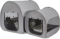 LUCKITTY Portable Cat Playpen Foldable Tent - Large 55" Indoor Outdoor Enclosure for Cats Puppies Recovery Dark Gray