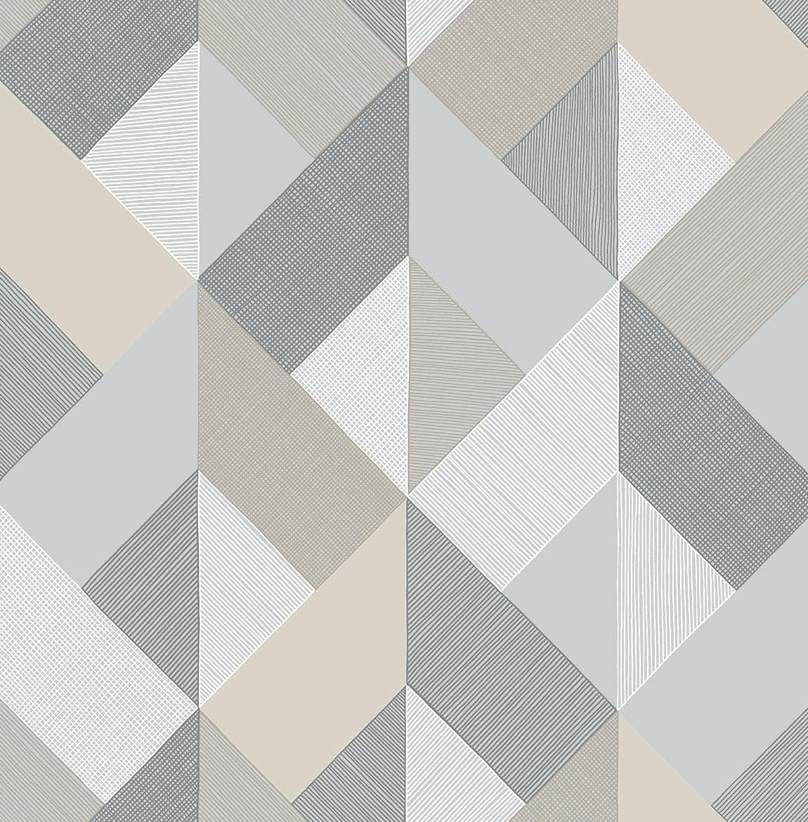 NextWall Stacy Garcia Home Marquetry Geometric Peel and Stick Wallpaper (Warm Stone)