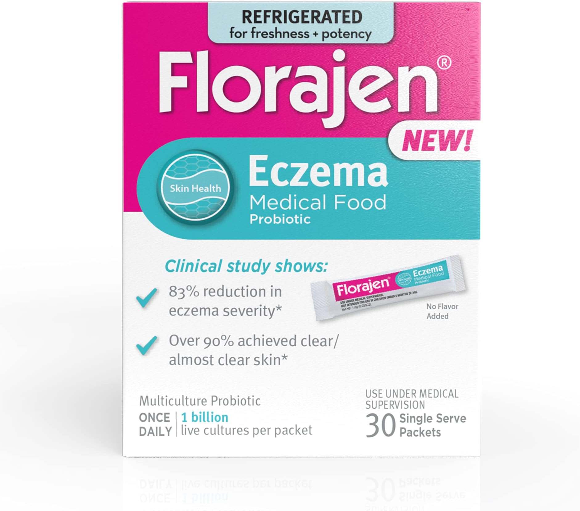 Florajen Eczema Refrigerated Probiotics - Supports Immune Balance & Regulates Gut Health - 30 Packets