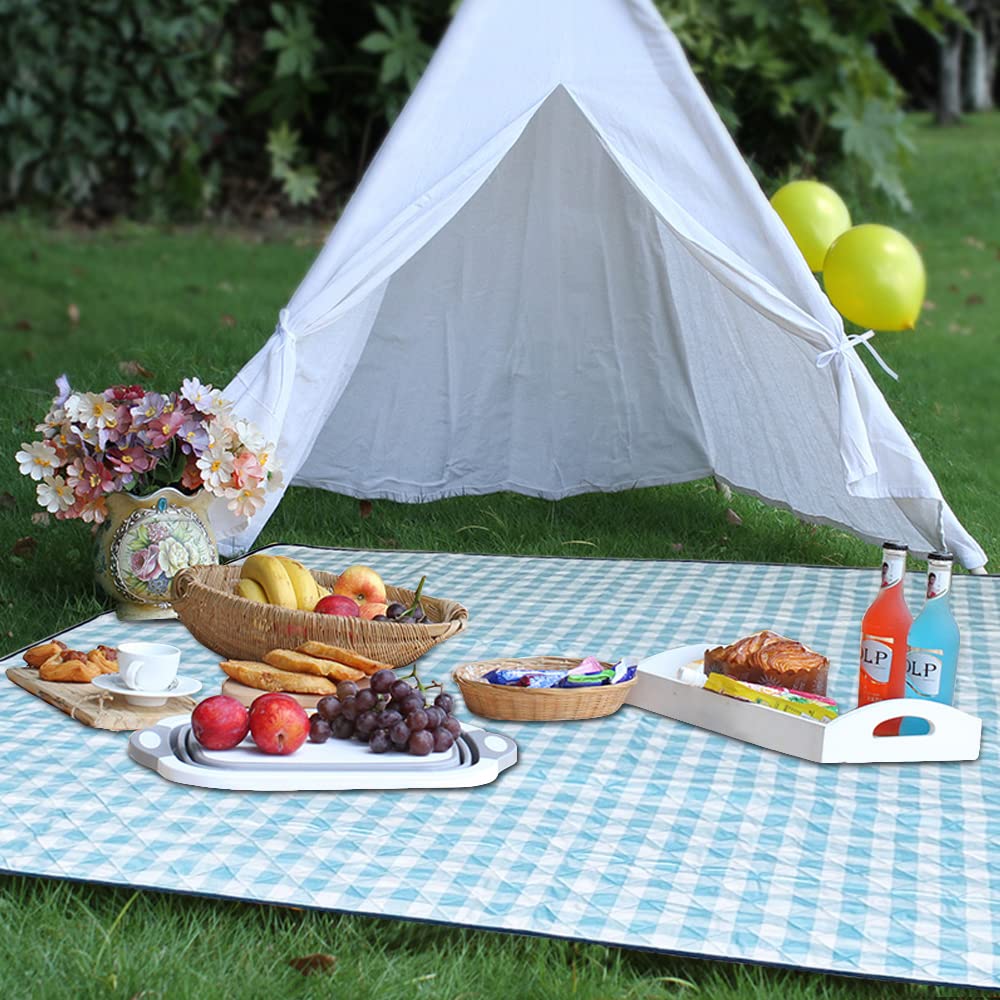 Manta y Picnic Impermeable Lavable, Alfombra Playa Plegable Antiarena, Mantel Picnic Grueso Tela Oxford Antihumedad Ligero Algodón Familiar (200x200, onda)