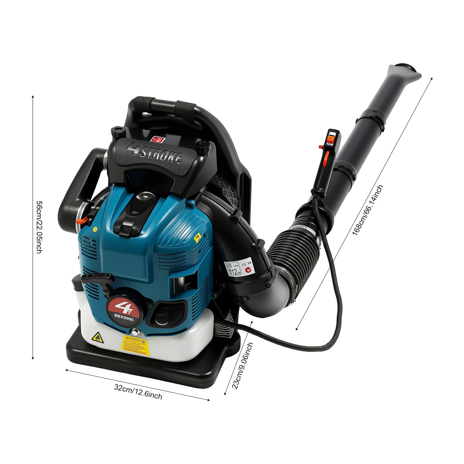 Soffiatore a Scoppio 75,6cc 4 Tempi a Zaino, Aspirafoglie da Giardino 2,6kW 7000r/min, Soffiatore a Batteria Potente senza cavi, Aspiratore Foglie da Giardino con tubo lungo 168cm