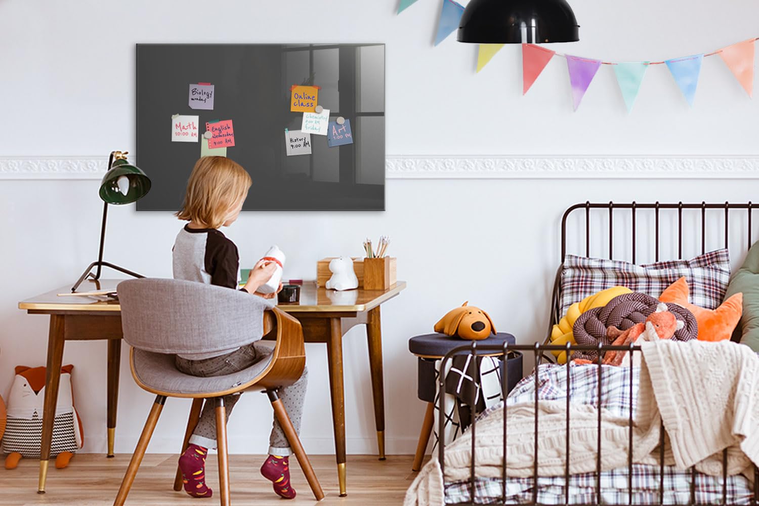 Elegante Glas-Magnettafel magnetisch | Set mit 5 Neodym-Magneten, Marker & Schwamm | Schreibbar, abwischbar & dekorativ | Für Küche, Büro, Homeoffice- 90x60 - Grau