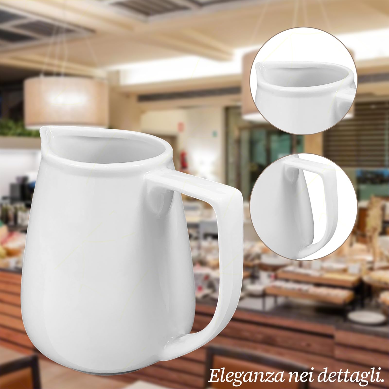 Lattiera In Porcellana Bianca 130ml - Elegante Per Latte, Panna E Salse, H.7.5cm