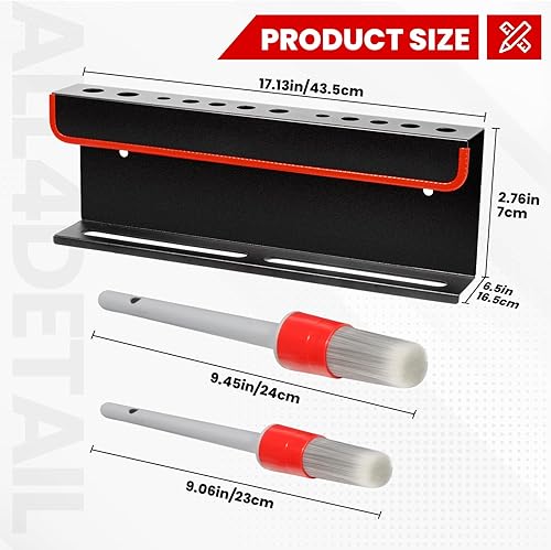 Miniatura 2 de ALL4DETAIL Soporte para cepillos de detalles, soporte multifuncional para montaje en pared, para detallar el automóvil, 12 agujeros, cepillos para