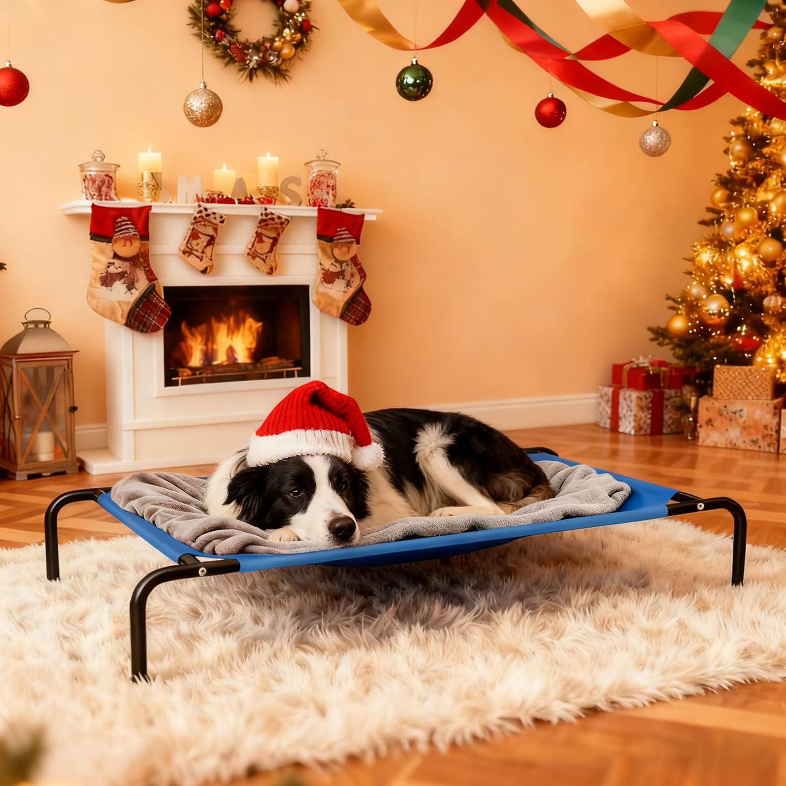 Elevated Cooling Dog Bed for Large Dogs,Waterproof Outdoor Pet Cot with Washable Breathable Mesh,Non-Slip Feet,Comfortable Dry Raised Dog Bed,50.8 x 31 x 8 Inches,Blue - image 8