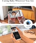 Moniteur vidéo de bébé WUUK 2K, moniteur de bébé de 5,5'' avec affichage couleur PTZ à 360° avec angle large de 135°, batterie de 3700mAh, vision nocturne ultra-claire, caméra de bébé avec application, capteur de température et d'humidité, détection des pleurs