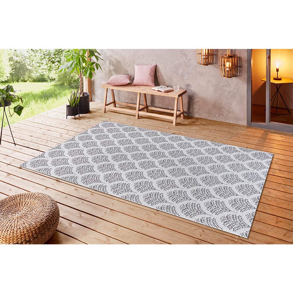 HANSE Home Tapis d'intérieur et d'extérieur en Tissu Plat - Couleur : crème/Noir - Dimensions : 160 x 230 cm