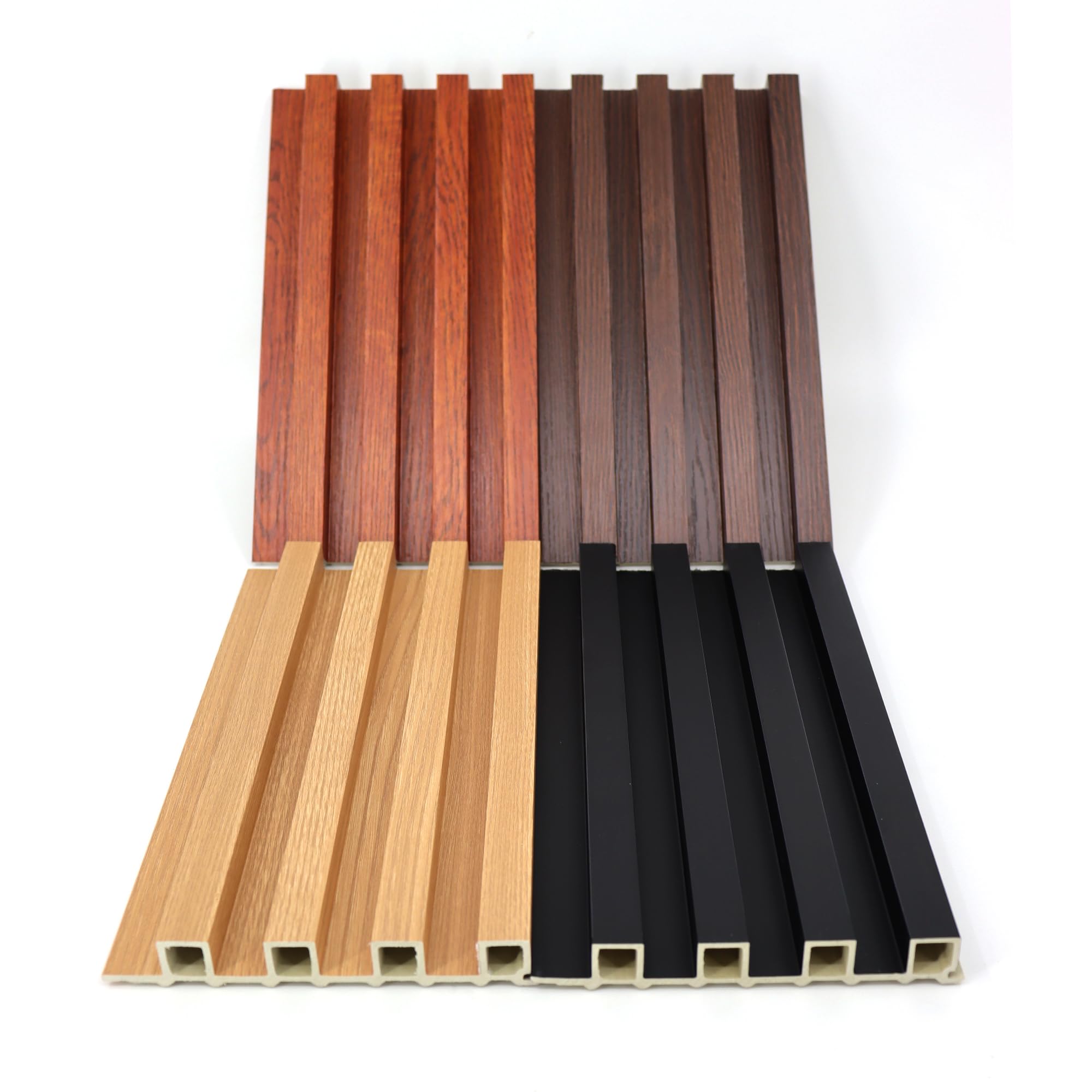 Monivi Modern Wood Slat Wall Panels - 4 Pack, 8.3x6.3in, Black, Waterproof, Easy Click-Lock Installation, 208.76 sq in