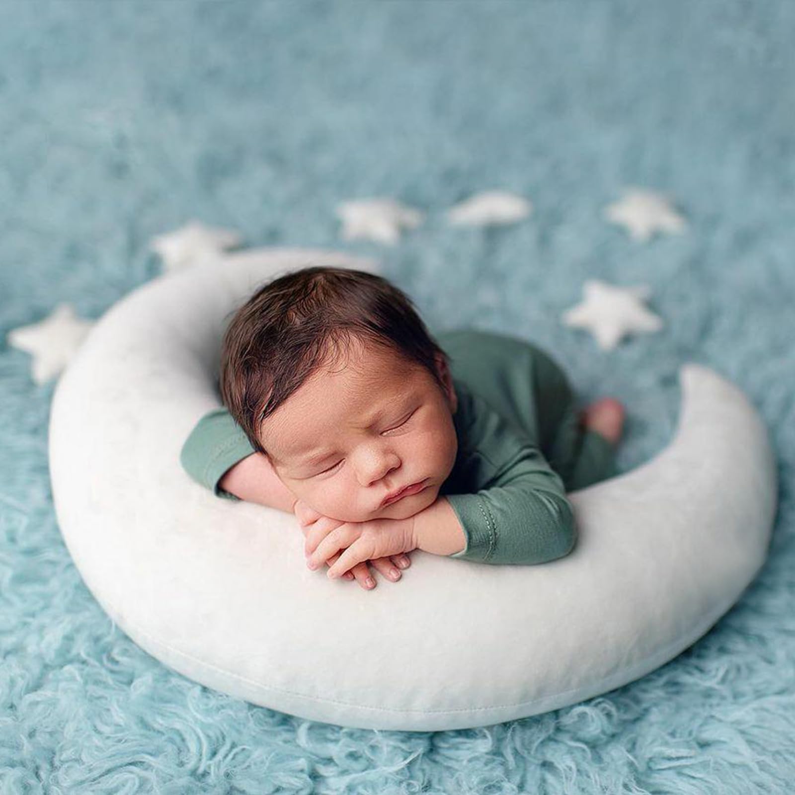 Puntelli fotografici neonati, mezzaluna posa cuscini e stelle, accessori per la fotografia del bambino decorazione cesto foto oggetti di scena bambino servizio fotografico accessori di scena