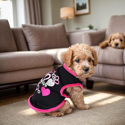 4 Pack Dog Shirts Summer Printed Puppy Clothes Cute Sleeveless Pet T Shirts Dog Clothes for Small Medium Dogs Cats Girl(M)(Adorable Pattern for Girl,X-Large)