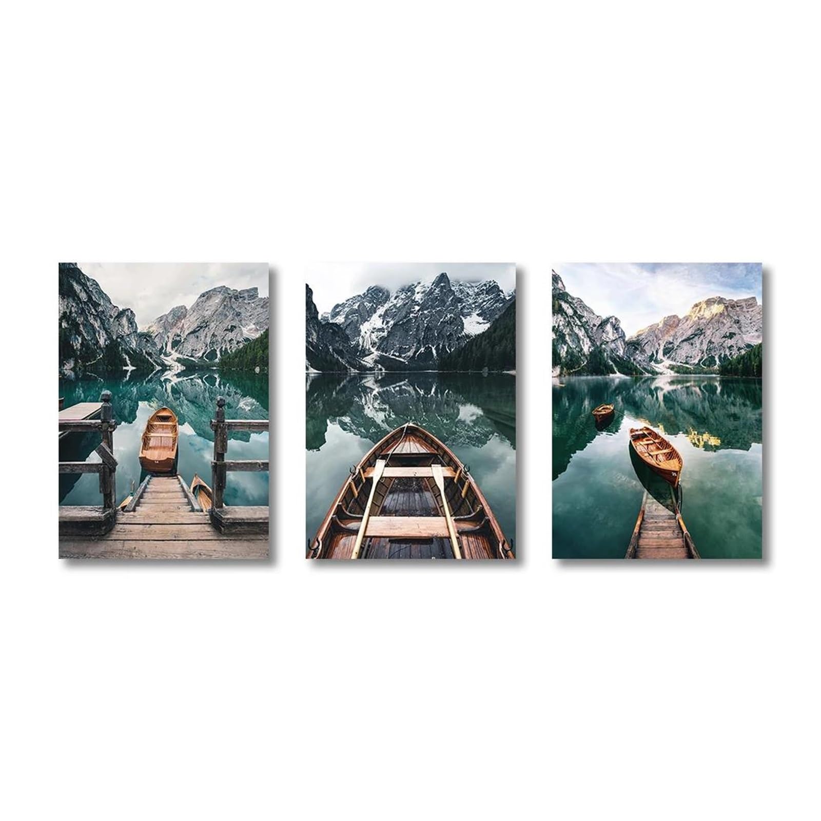 Bateau de lac de montagne image nordique pour décoration de maison moderne