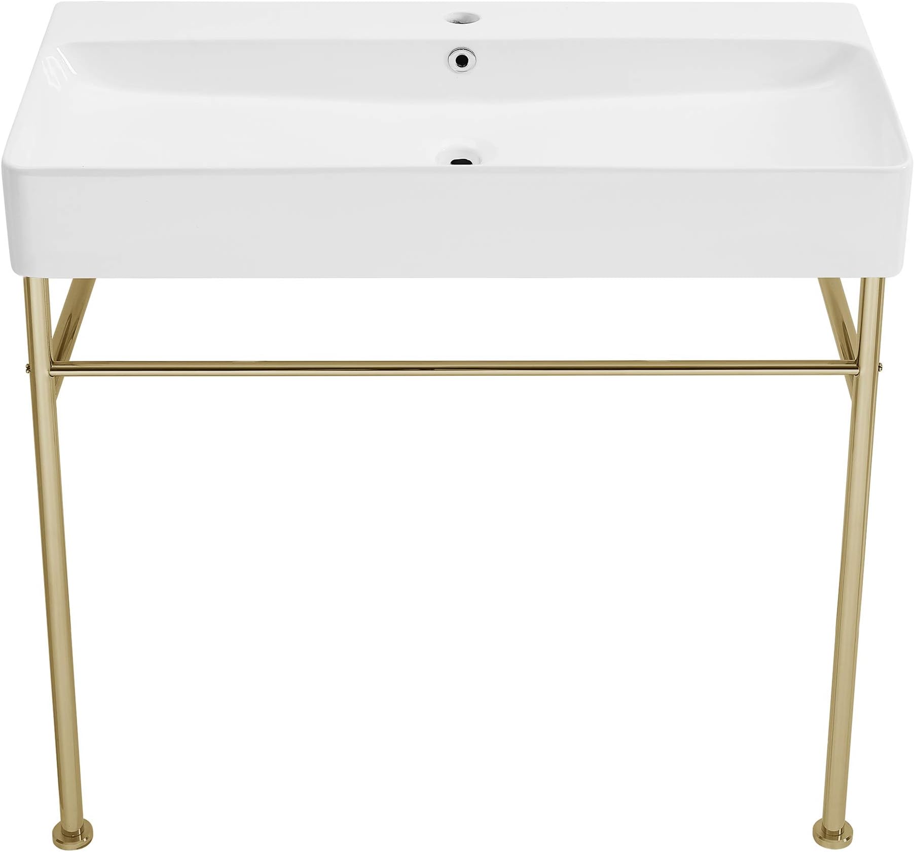 Well Made Forever SM-CS723 Carre 36" Ceramic Console Sink In Glossy White Basin