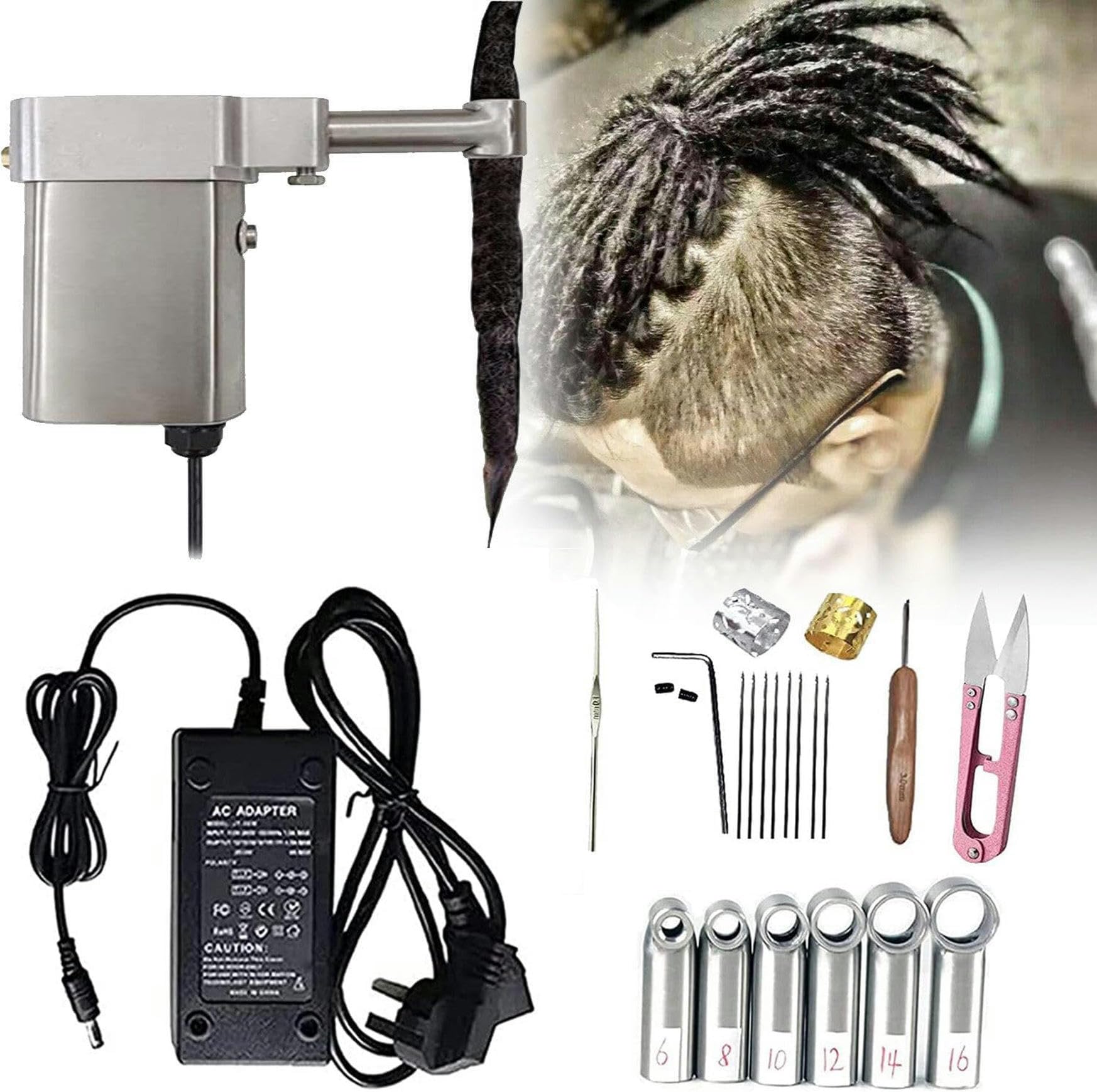 Máquina eléctrica dreadlock para hacer rastas con ganchillo automático de mano diy