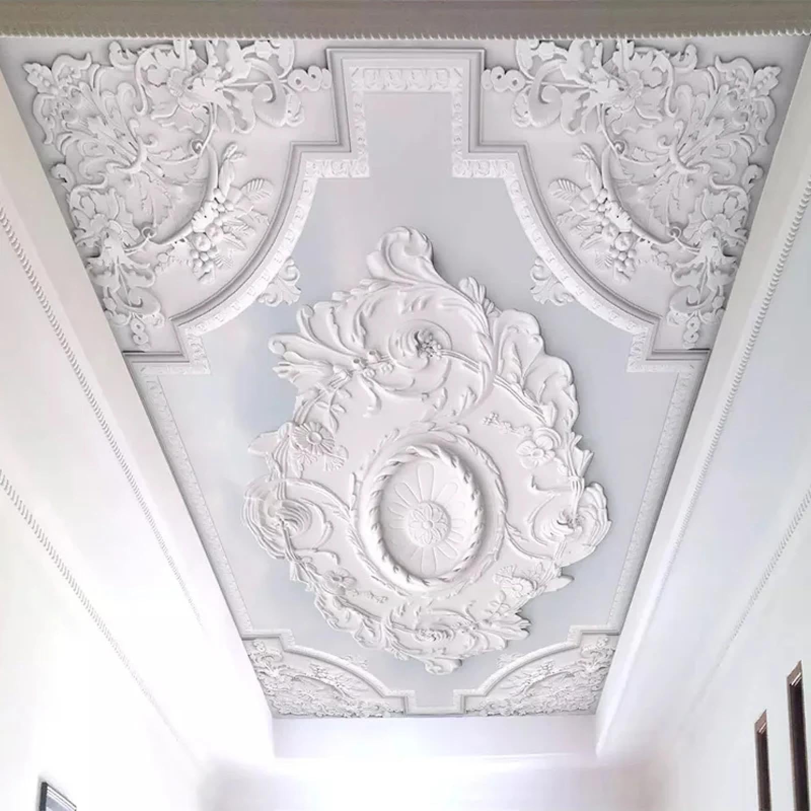 XINRUYI 3D Ceiling Mural Wallpaper, Three-Dimensional White Flower Wallpaper, Living Room and Bedroom Ceiling Decoration wall Covering
