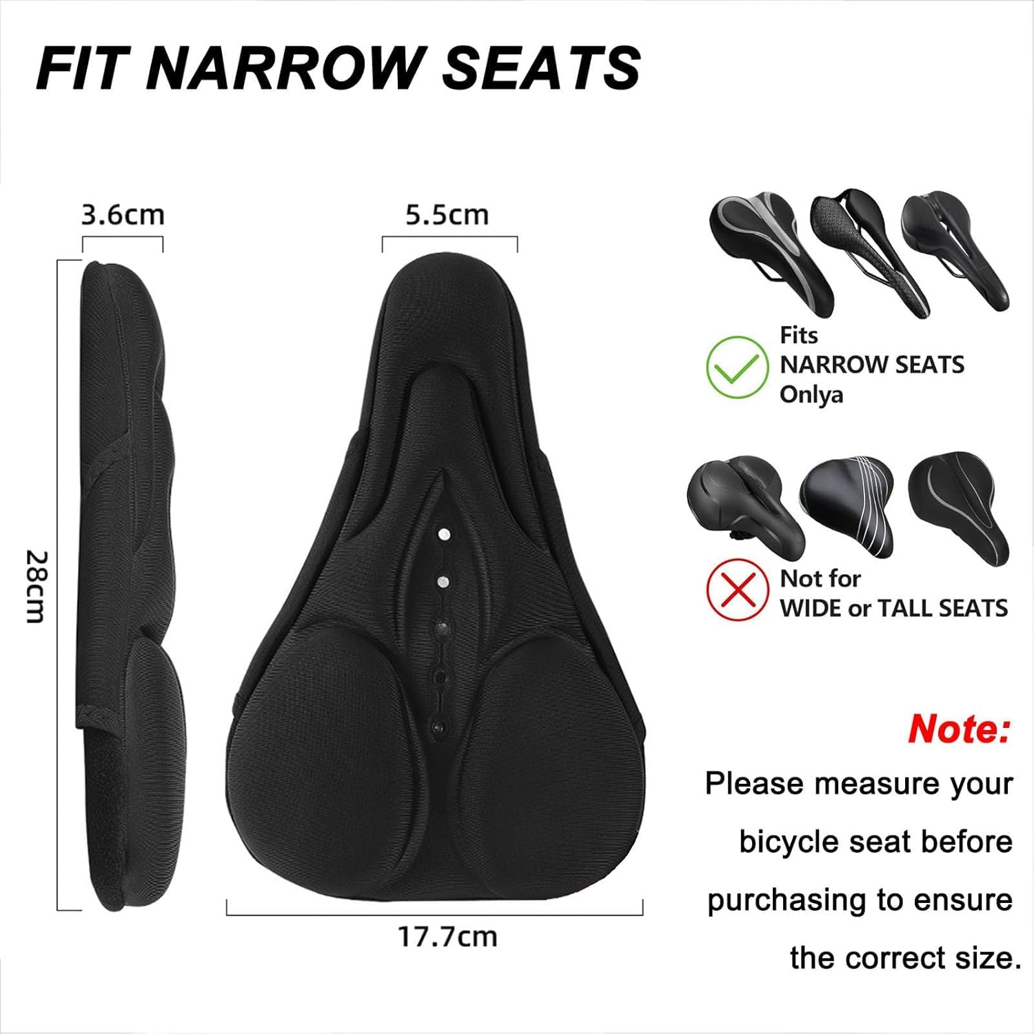 Coprisella per Bicicletta per Merida Ride 88 2014, Copri Sella Bicicletta Comoda in Memory Foam a Doppio Strato, Coprisella Bici Gel Morbido,Black1