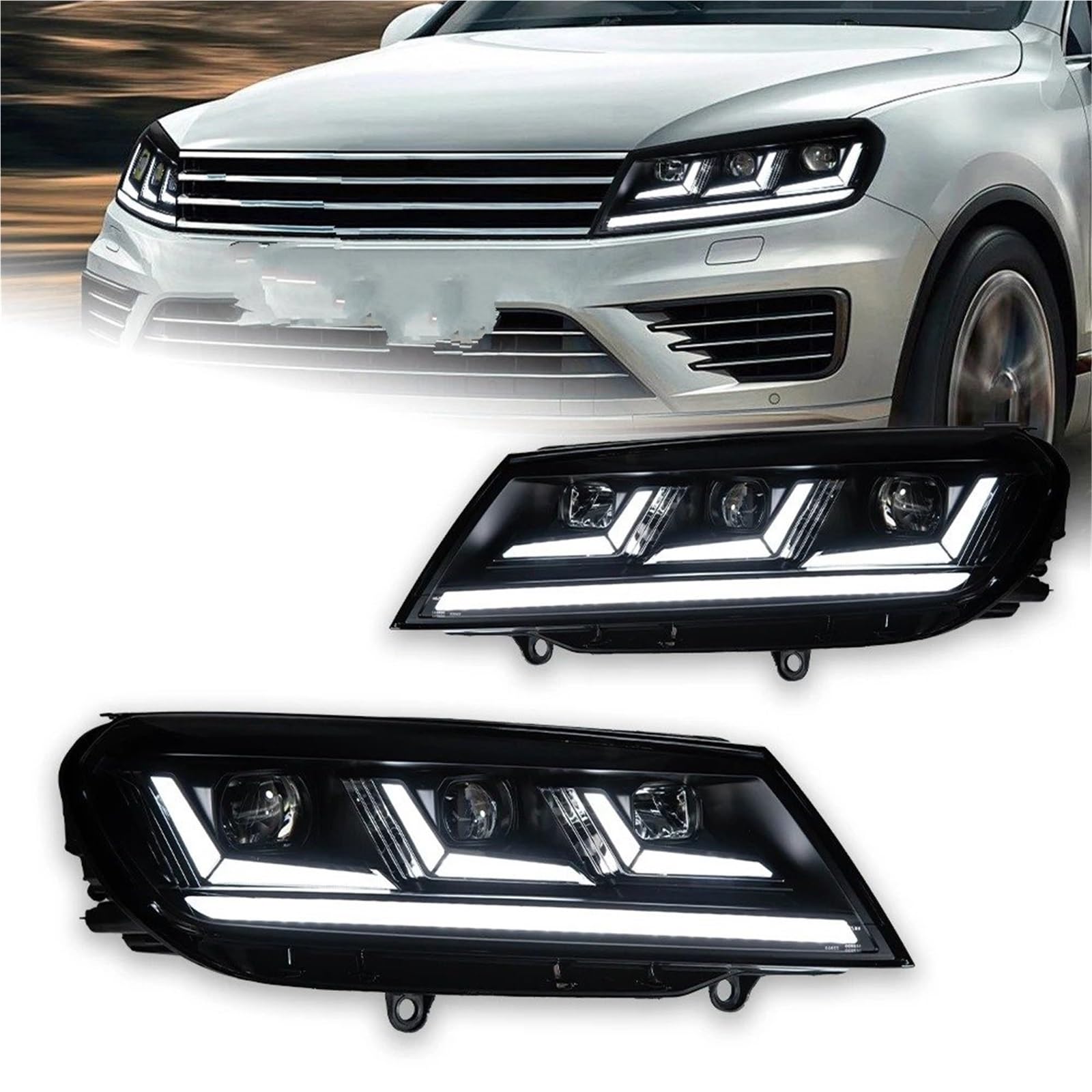 Phares Avant Phares Voiture Pour VW Pour Touareg 2016-2019 LED DRL Hid Option Angel Eye Faisceau Bi-xénon Accessoires