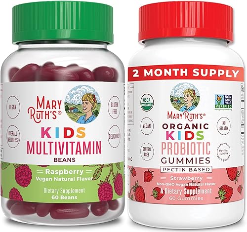 Kids Multivitamin Vita-Beans & Organic Kids Probiotic Gummies by MaryRuth's Immune Support, Bone Health Digestive Support, Immune Support,