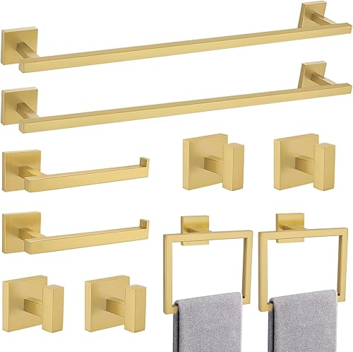 Miniatura 11 de TQKAG Juego de 5 piezas de accesorios de baño de níquel cepillado de 23.6 pulgadas, juego de toallero de acero inoxidable SUS304 montado en la