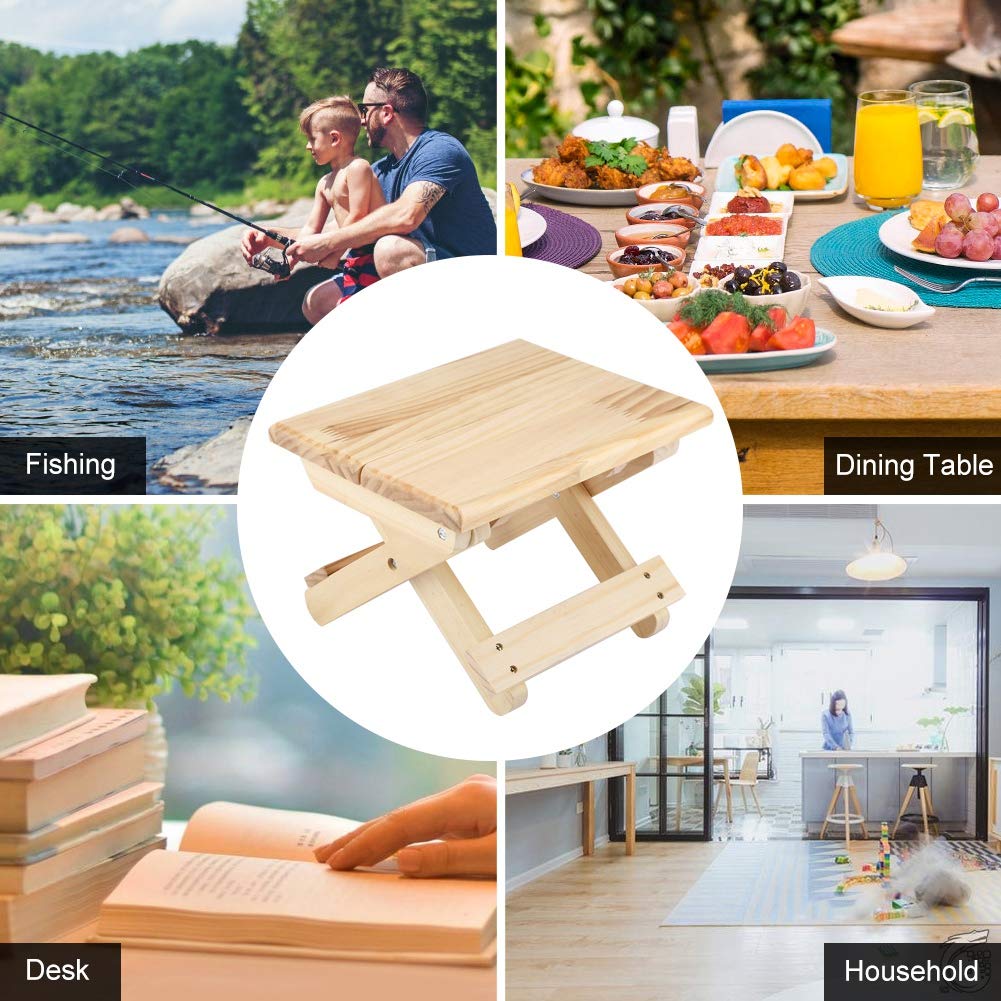 Acouto Small solid wood folding bench, square square solid wood folding