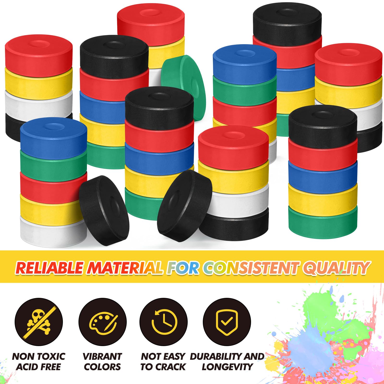 Engrowtic 54 Pcs Tempera Paint Cakes 6 Color Large Washable Tempera Cakes Art Supplies for Classroom Art Painting Drawing - Image 5