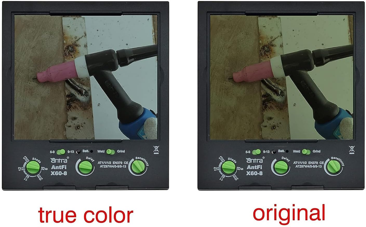 Antra True Color Auto Darkening Welding Helmet - Large Window 13.5 Sqi, Wide Variable Shade 4/5-13, Low TIG Amp Rating 2A - Precision Protection for Welding Excellence