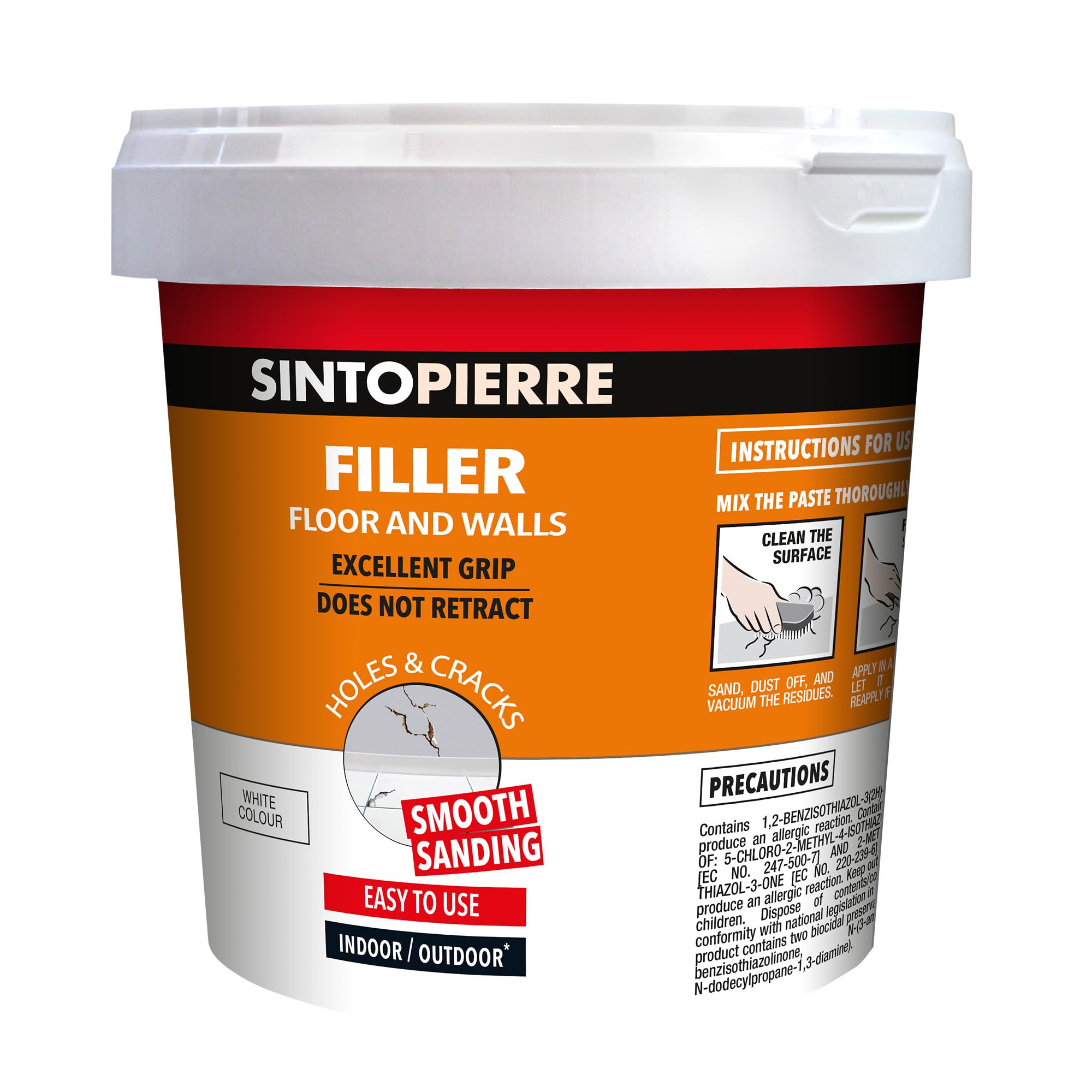 SINTO - Floor and Wall Filler - For Repairing Damage Surfaces - Easy to Smooth - Ready to Use - Odourless - Maximum Adhesion and Resistance - Professional Grade - 2 kg