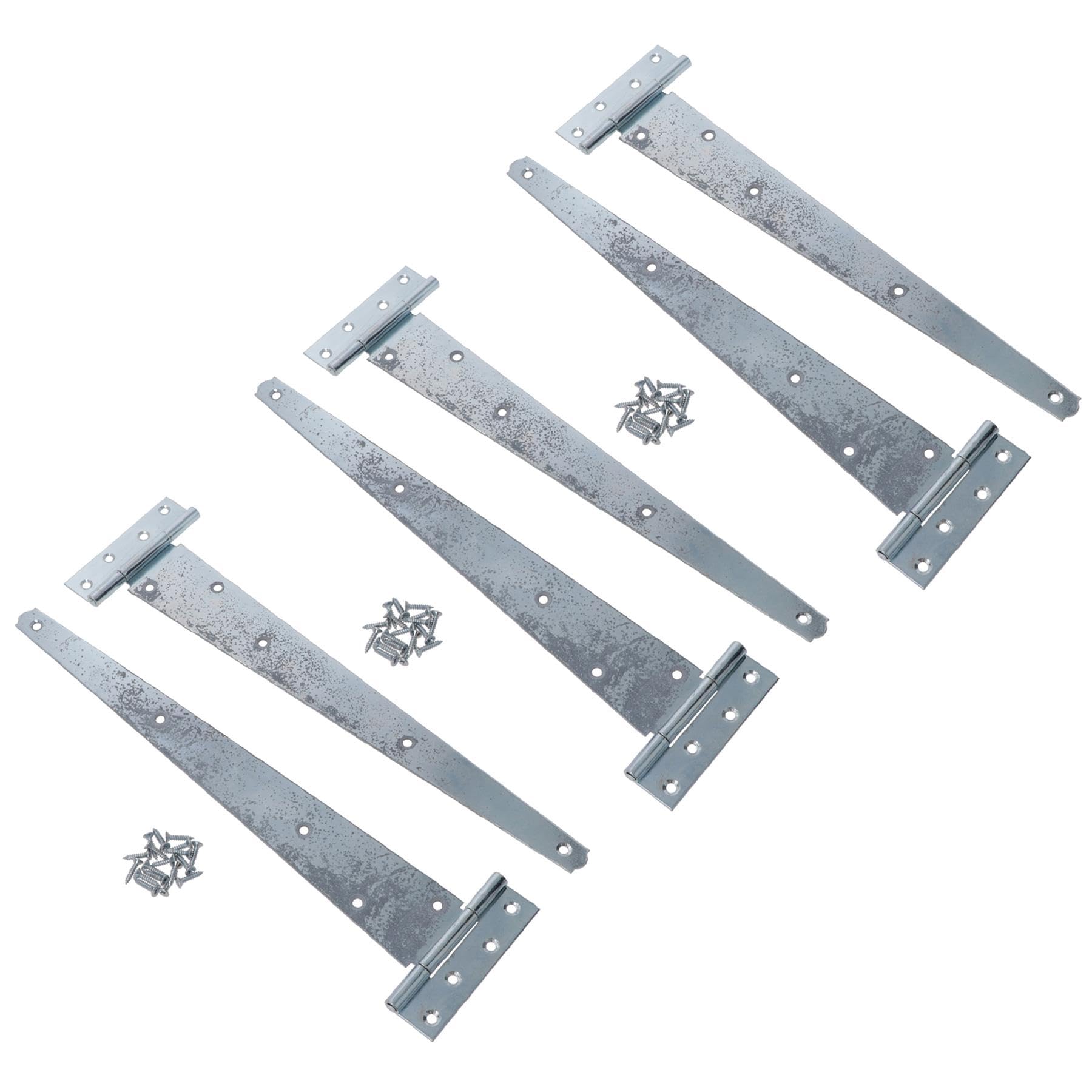 16in / 400mm Heavy Duty T Tee Hinges for Shed + Garden Gates Zinc Plated 6pc