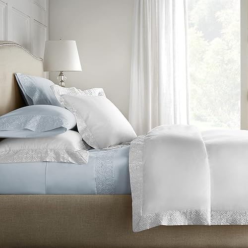 Miniatura 5 de Pure Parima - Juego de sábanas de lujo bordado de alta gama de 100% algodón egipcio certificado, fibras extralargas, frescas, transpirables, ultra