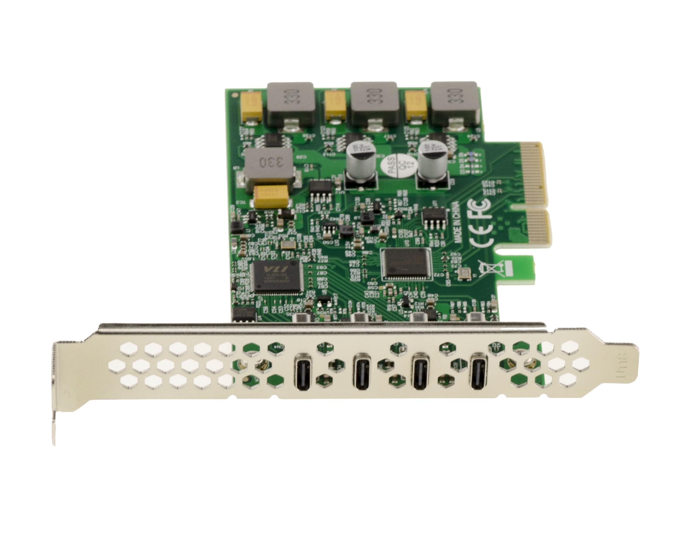 KALEA-INFORMATIQUE 4-portowa karta kontrolera PCIe USB 3.1 10G typu C z własnym zasilaniem. Za pośrednictwem chipsetu VL820 i ASM3142 USB 3.2 gen 2x1.