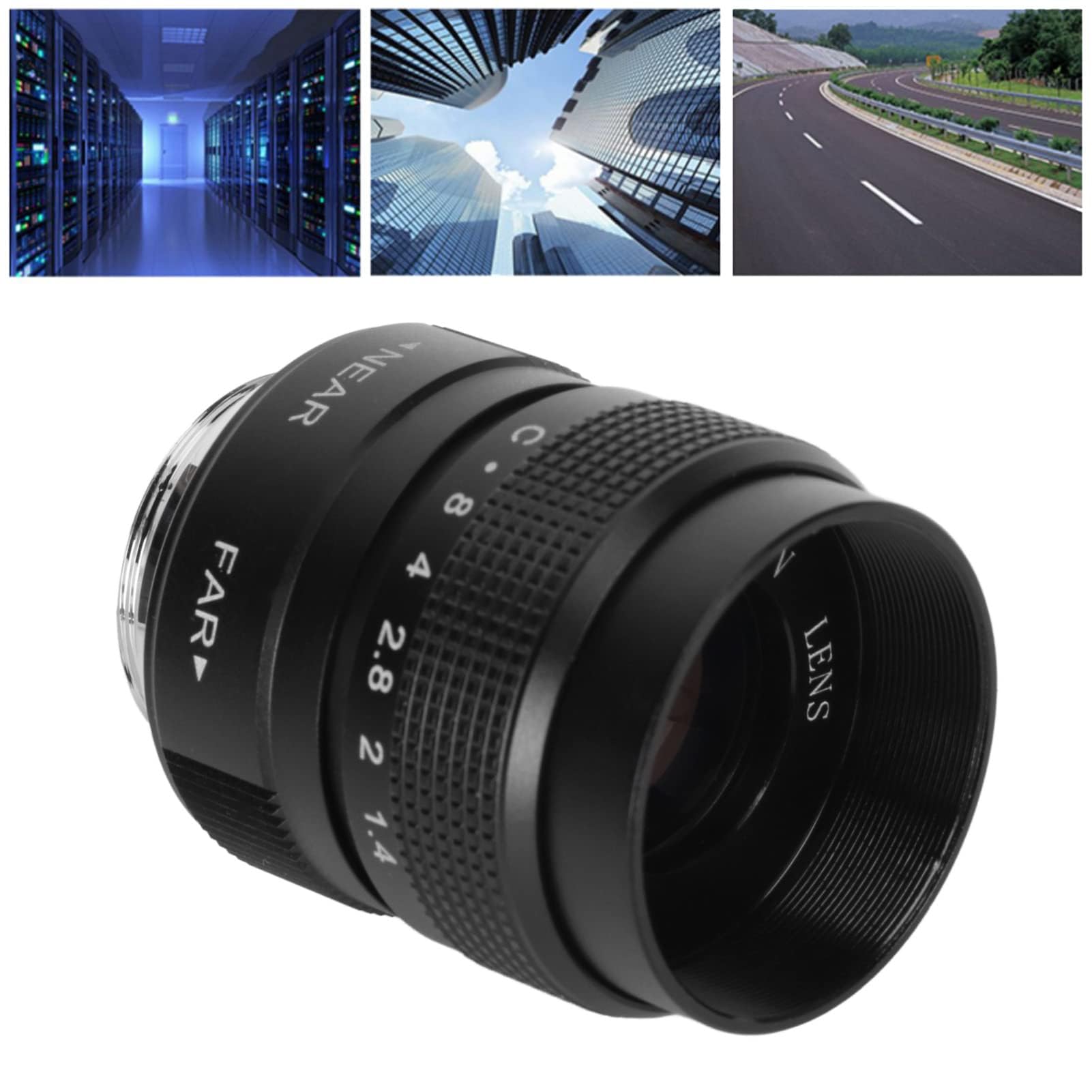 Obiettivo CCTV F1.4 da 25 Mm per Fotocamera con Attacco C, Obiettivo Cinematografico con Attacco C per Bar, Negozi, Parcheggi, Magazzini, 19,6, 30 Cm di Diametro Esterno (Nero)