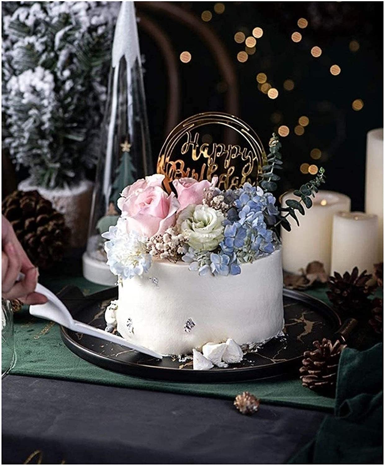 XYIANG Dome Cake Stand Cake Pan, Home Multifunctional Display Board Fruit Pastry Dessert Display Stand Ceramic Tray Dessert Stand Cake Stand,Can Be Used for Wedding Dinner (Black 25.4*25.4*22.6CM)