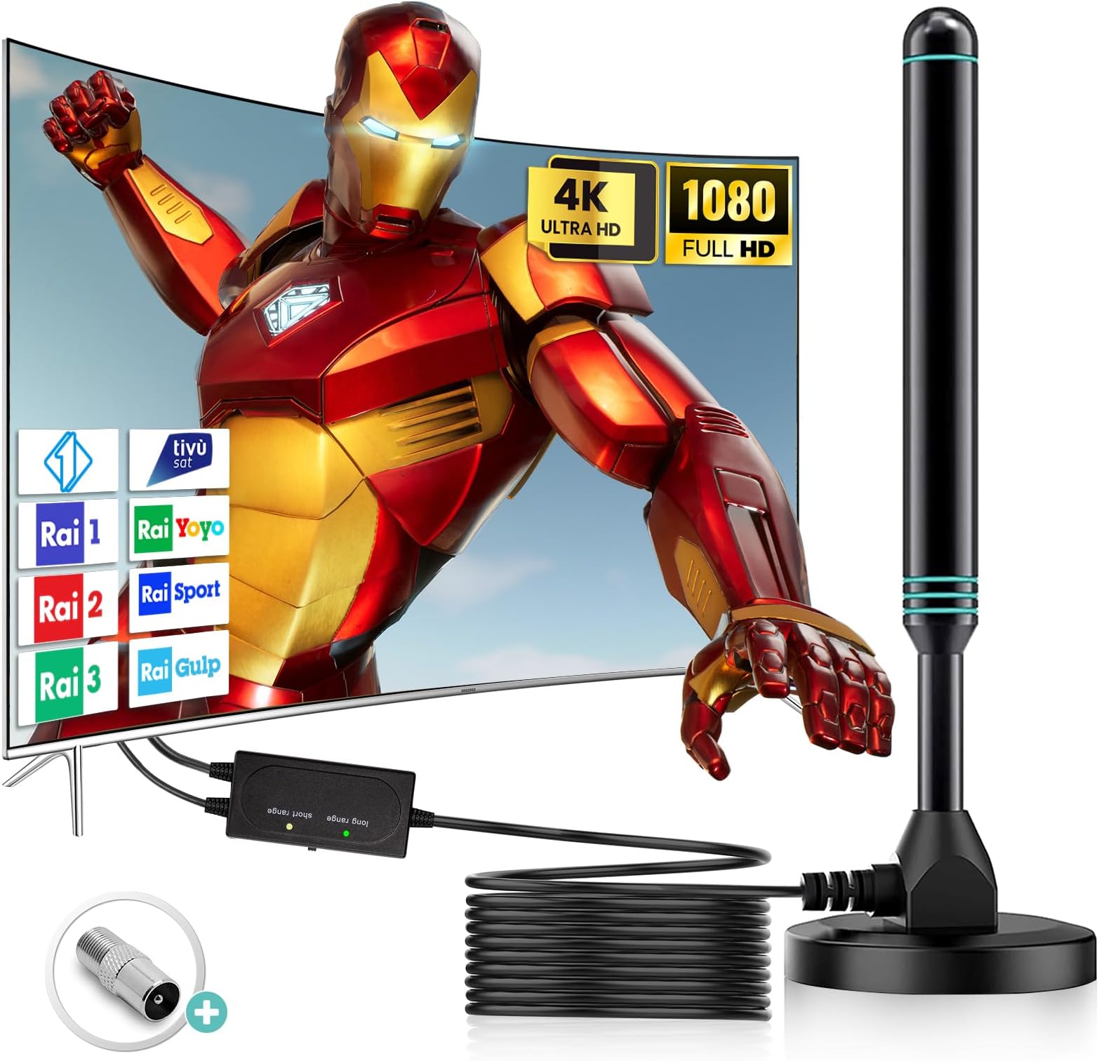 Antenna TV Digitale 500km | Amplificata Per Interni 4K/1080P - Foto 8